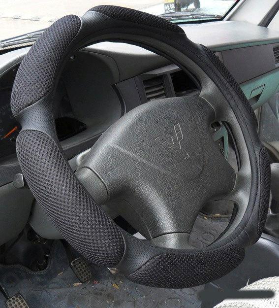Black 3d sandwich  car steering wheel cover  14.9 inch (diameter)  ca036-black