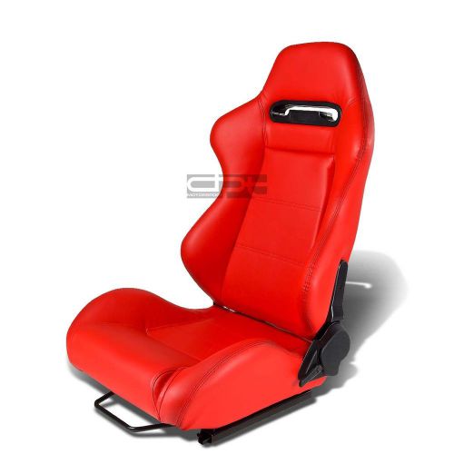 Type-r red pvc leather l&amp;r sports racing seats+universal slider driver left side