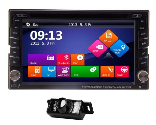 Hd double 2din car stereo dvd player gps navigation bluetooth ipod mp3 tv+camera
