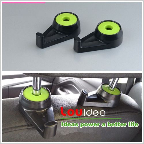 360°rotation car back seat headrest bag holder hanger clip with hook black green