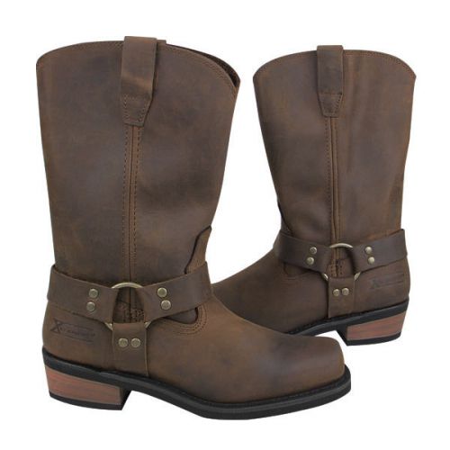 Men&#039;s classic brown harness motorcycle boots