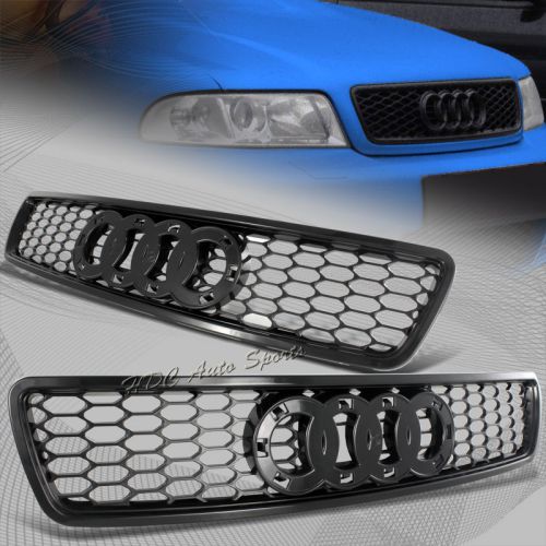 For 1996-2001 audi a4 s4 black abs honeycomb rs4 style front hood grille grill