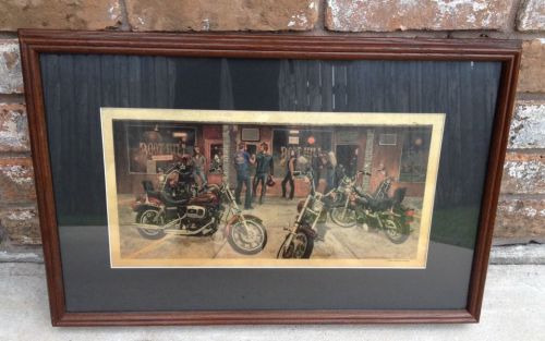 Vintage harley-davidson/boot hill saloon martin hoffman ad print from 1980