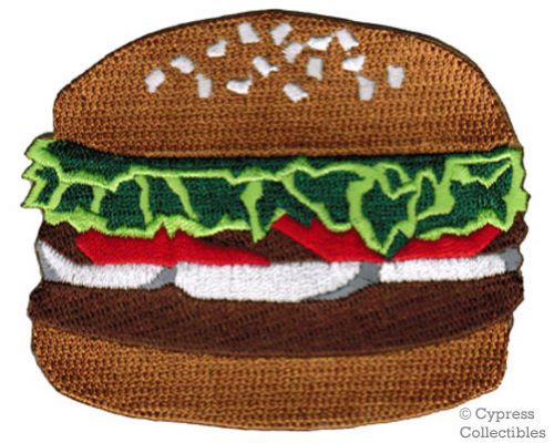 Embroidered hamburger patch iron-on biker food burger burger fast food novelty