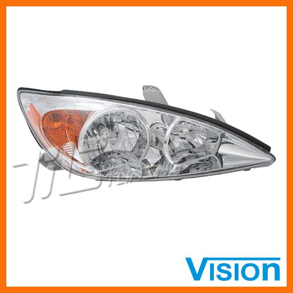 02-04 toyota camry le xle passenger r/h side chrome head light lamp assembly 03