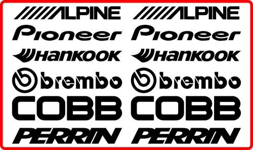 200 mm alpine, pioneer, hankook, brembo, cobb, perrin car sticker decal #sk-009b