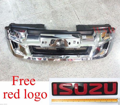 Chrome front grille grill red logo for all isuzu d-max dmax 2wd 4wd 2012 13 2015
