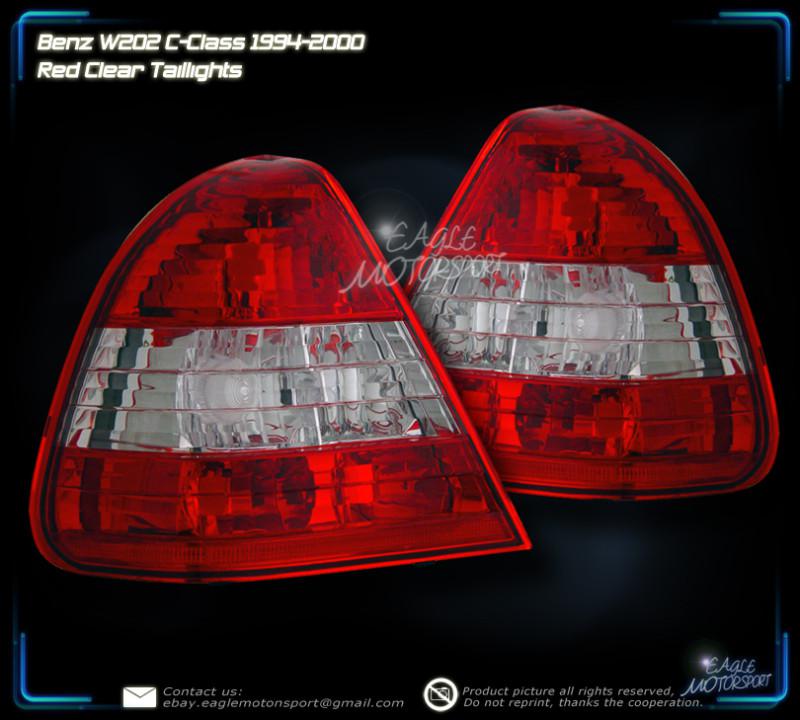 1994-2000 mercedes benz w202 c class red clear tail lights rear lamps assembly