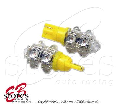 Yellow glove box 9 flux led t10 wedge light bulbs 2pcs 2821 175 906 161 (1 pair)