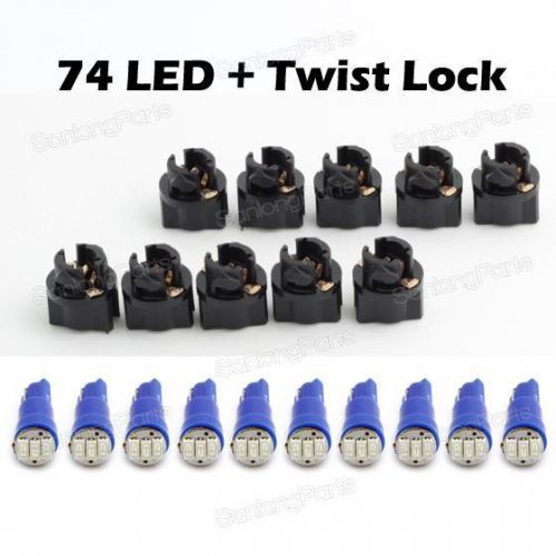10x blue 74 wedge t5 led bulbs for car instrument panel lights dashboard lamps