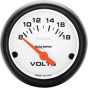 Autometer 5791 phantom 2-1/16&#034; voltmeter gauge 8-18v