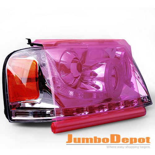 12&#034; x 58&#034; pink headlight tail fog light cover protector vinyl film for honda bmw