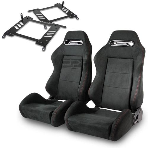 Type-r racing seat full black suede+silder/rail+for 00-06 sentra a33 bracket x2