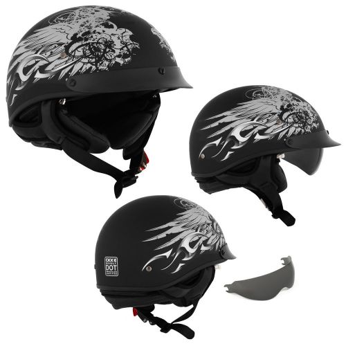Motorcycle half helmet open face beanie grey/black xsmall ckx revolt rsv wings