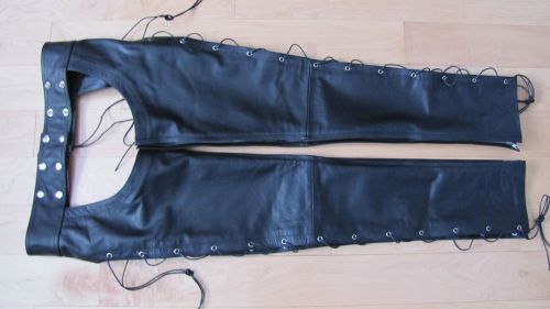 Leather lace up motorcycle chaps  awanstars  new