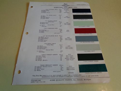 1952 pontiac acme color chip paint sample
