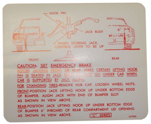 1966 buick electra lesabre jack instructions decal