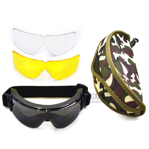 3 in 1 lens motorcycle sports googles sunglasses racing riding eyewear bike bag