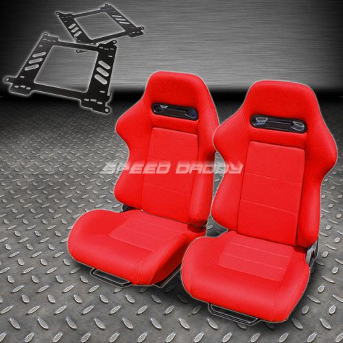 Pair type-r red cloth reclining racing seat+bracket for 99-07 focus mark 1