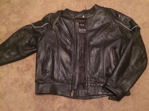 Xelement leather motorcycle jacket with zip out insulated liner