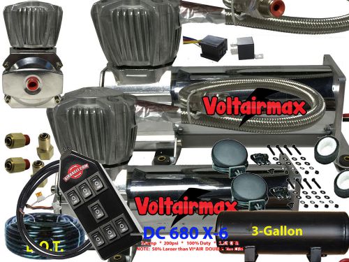 Voltairmax dual dc680c 200psi air compressor 3.53cfm &amp; 7-switch avs 3-gal tank