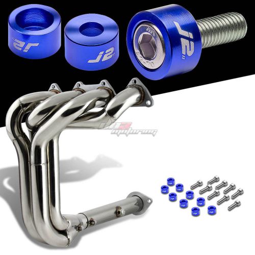 J2 for b-series exhaust manifold 4-1 racing tri-y header+blue washer bolts