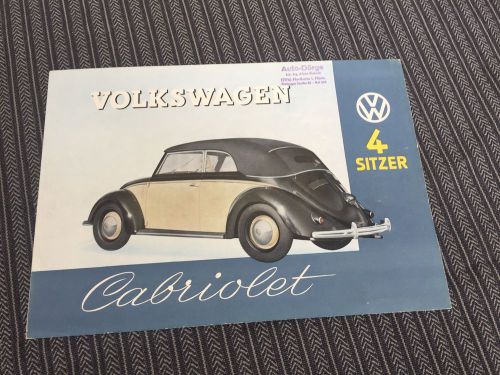 Vw volkswagen split bug karmann cabriolet convertible sales brochure rare 1950