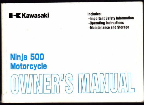 2001 kawasaki motorcycle ninja 500 owners manual p/n 99987-1033  (672)