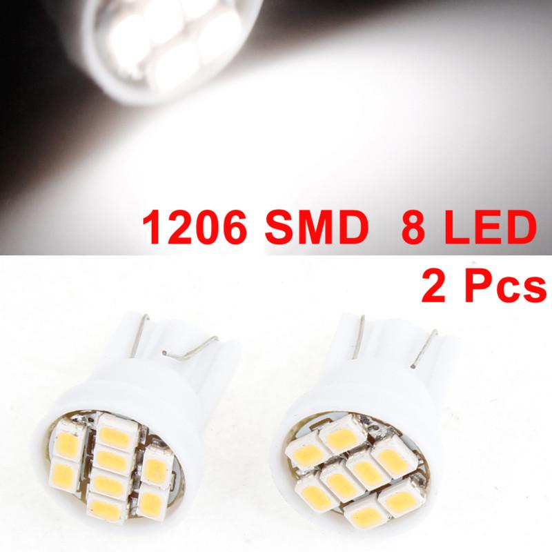 2 x t10 white 8 led 1206 smd dashboard signal light lamp bulb for car