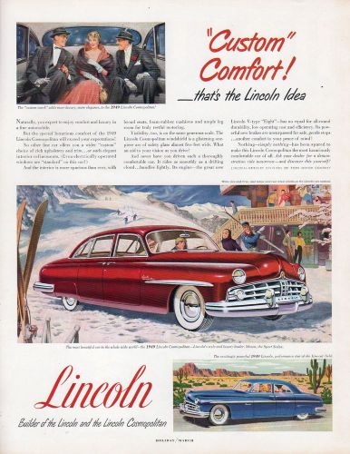 Original 1949 lincoln &amp; cosmopolitan magazine advertisement- 10 1/2&#034; x 13 1/2&#034;