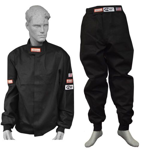 Racing jacket &amp; pants 2 piece fire driving suit sfi 3-2a/1 black adult 2x