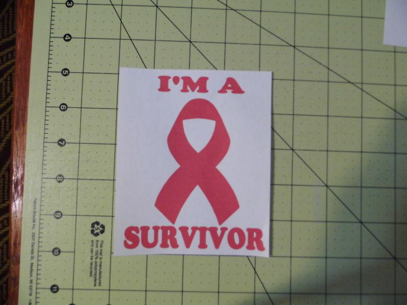 I'm a survivor breast cancer awareness ribbon vinyl decal (free shipping)