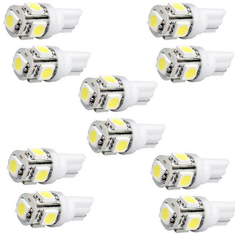 10x t10 194 168 w5w 360° wedge 5050 5 smd led bulb white car tail light lamp new