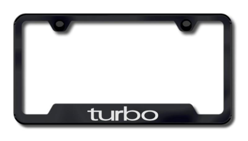 Turbo laser etched cut-out license plate frame-black made in usa genuine