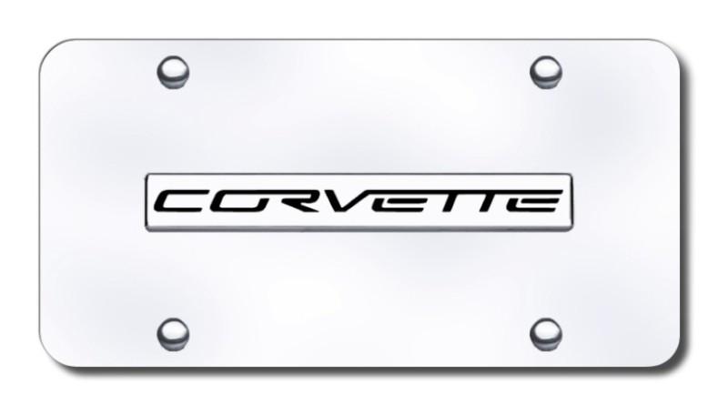 Gm corvette c6 name chrome on chrome license plate made in usa genuine