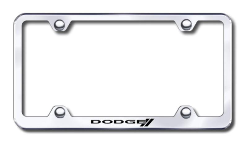 Chrysler dodge stripes wide body  engraved chrome license plate frame-metal mad