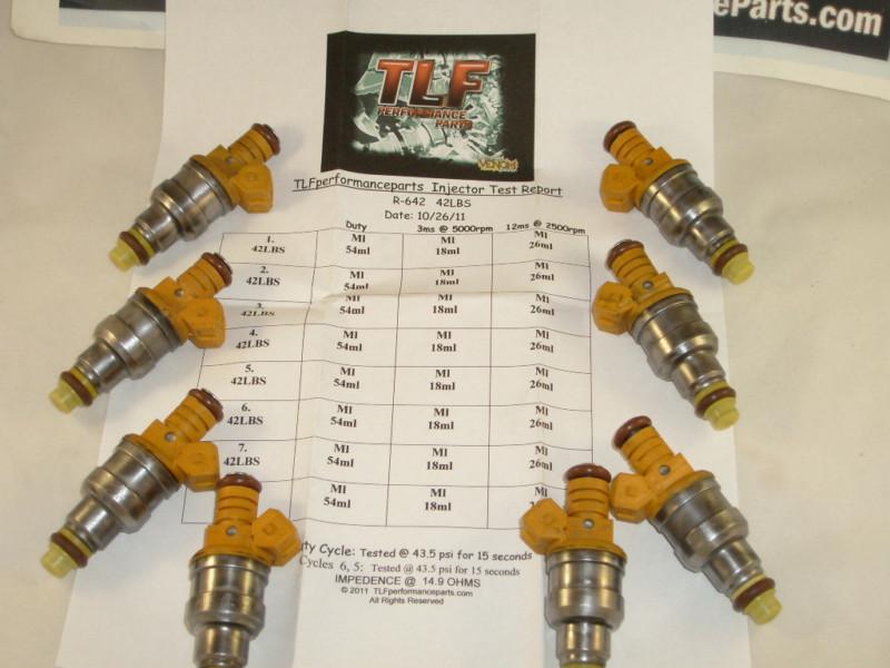Ford 1986-04 mustang 42 lbs/hr set of  8 plug & play  fuel injectors ev-1