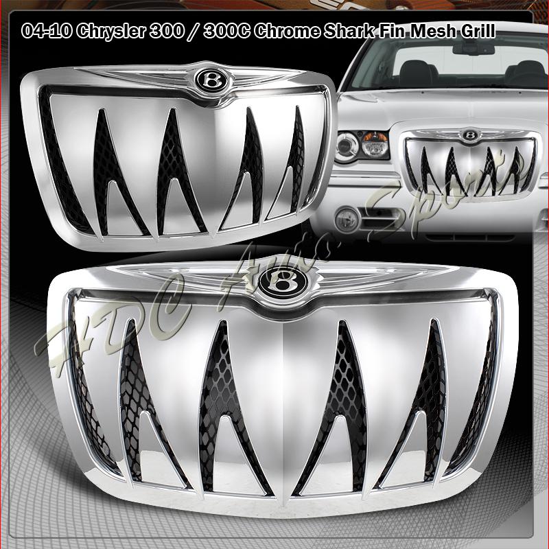 2005-2010 chrysler 300/300c shark teeth front hood bumper grille w/ b emblem