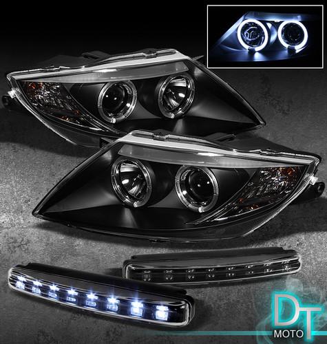 Led bumper fog lamps+03-08 bmw z4 halo blk projector headlights m coupe roadster