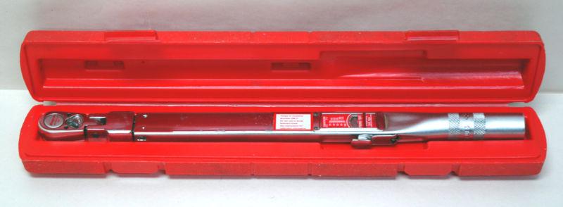 Snap on tqfr100a 3/8" flex-head torque wrench w/ red case, 20 to 100lb.ft. - nr!