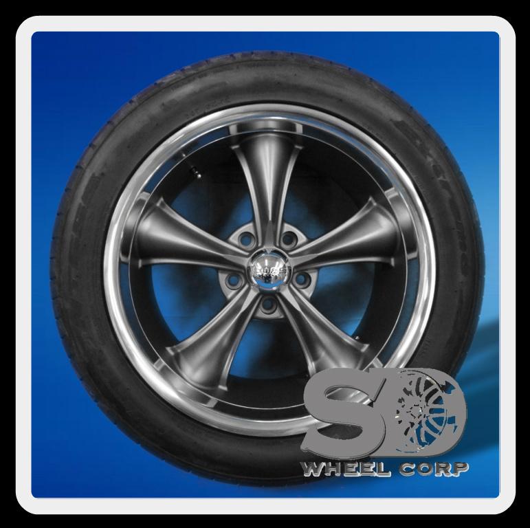 Boss 338 18" 5x4.75 & nitto nt555 245-45-18 & 275-40-18 tires gray rims wheels