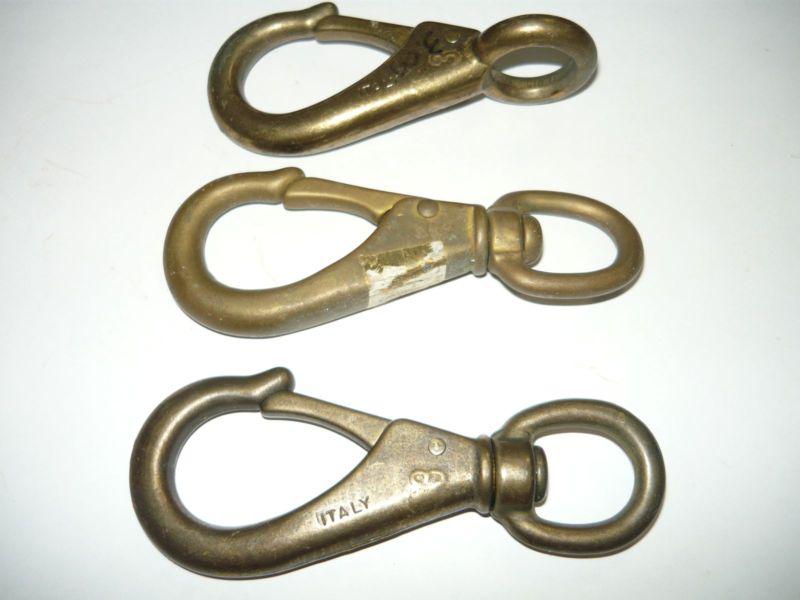 3 vintage brass 3" hooks