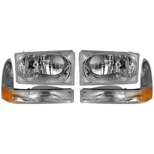Ford super duty truck headlights & parking corner lights left & right pair set