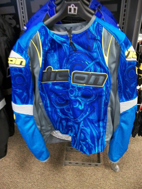 Icon overlord sportbike sb1 mesh jacket blue mens xl  new