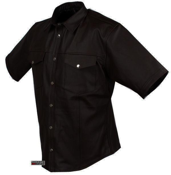 Men's soft cow hide leather shirt poly liner black xl
