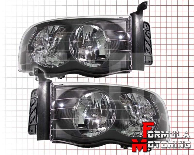 Dodge ram 1500 2500 02-05 crystal headlights lamps upgrade signal black/clear