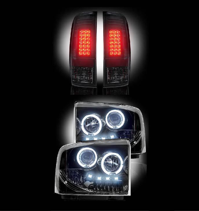 Recon combo led tail lights + projector headlights smoked  (f250/f350 2005-2007)