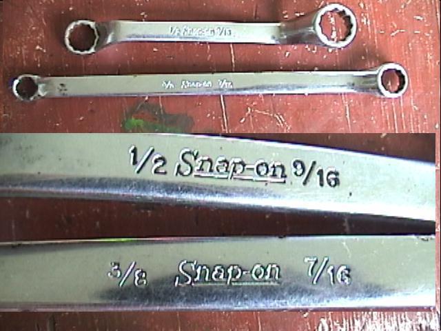 Snap-on usa made xs01618 offset 1/2 x 9/16 & xb1214 straight 3/8 7/16 box wrench