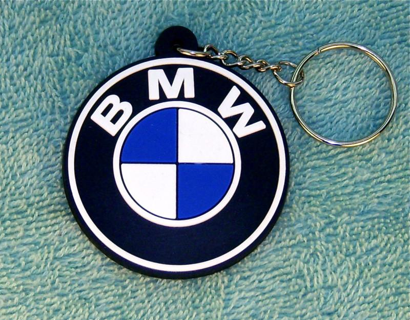 B m w  key ring 2 inch round  -  white - black - blue