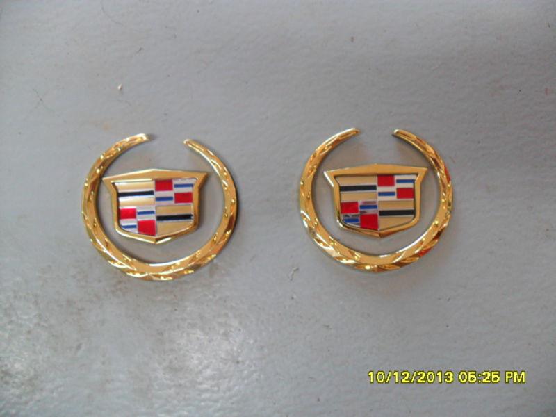 Gold plated cadillac sail panel emblems, cts, escalade, deville, dts, sts, xlr